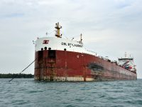 CSL St-Laurent in the Nine Mile Anchorage waiting for the Poe Lock to reopen on Tuesday. Roger LeLievre