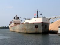 Calumet puts ashore stone in Erie before loading sand for the North Pier. Jeff Mientkiewicz image, September 18