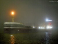 Joseph L. Block departed Duluth's CN-Hallett Dock 5 this morning with BFT (blast furnace trim, crushed unprocessed taconite) for Indiana Harbor. There was some thick fog at Rices Point that made for some interesting images and fitting for a spooky Halloween weekend. By the time she reached the aerial bridge the fog had lifted. 10/30/2021. David Schauer
