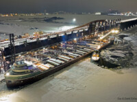 Wilfred Sykes as it loads at CN Dock 6 in Duluth. Tug Edward H standing by to assist David Schauer (Jan 2022)